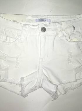 夏季新品外贸原单弹力显瘦白色破洞低腰毛边牛仔短裤热裤