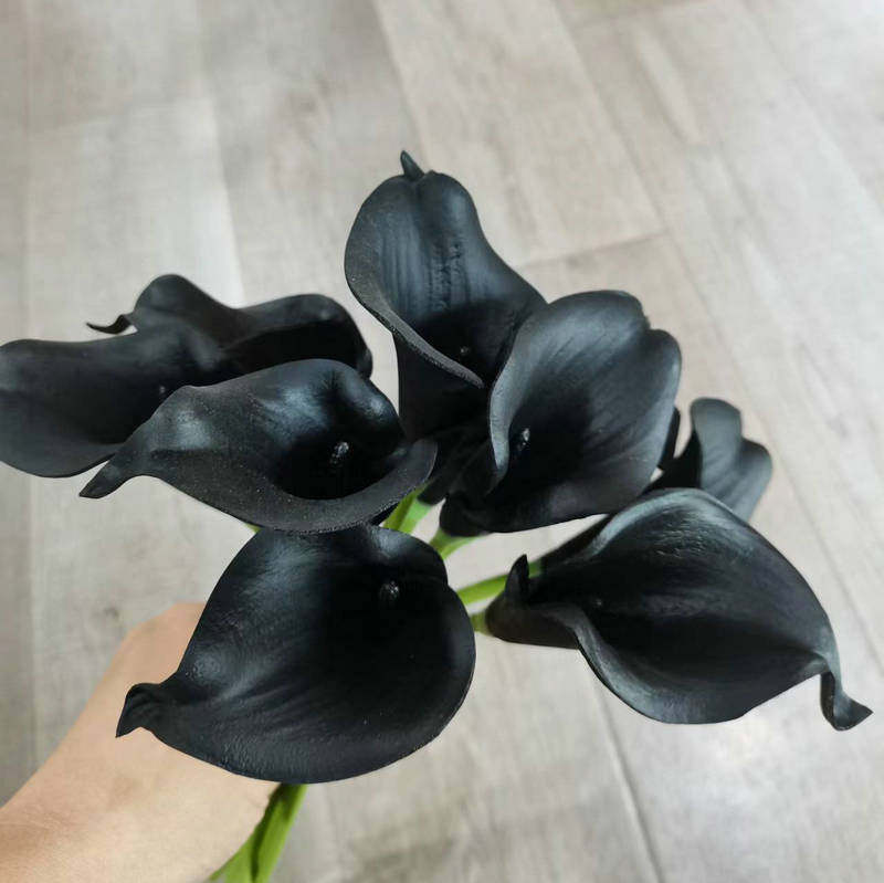 仿真手感迷你马蹄莲仿真花 pu花绢花 装饰花小号新到黑色迷你