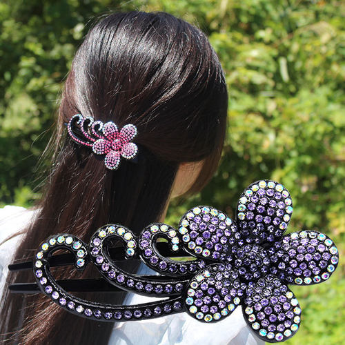 网红妈妈发夹女后脑勺鸭嘴夹子头饰韩国发饰品发卡一字夹水钻发夹