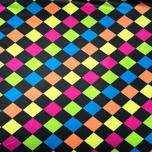 莱卡布数码印花多种颜色方格形印花高弹力布四面弹力面料泳衣布料