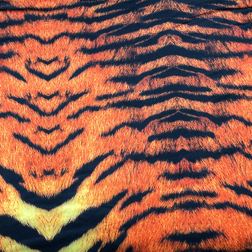 莱卡布数码印花虎纹图案印花高弹力面料四面弹力布料服装内衣布料