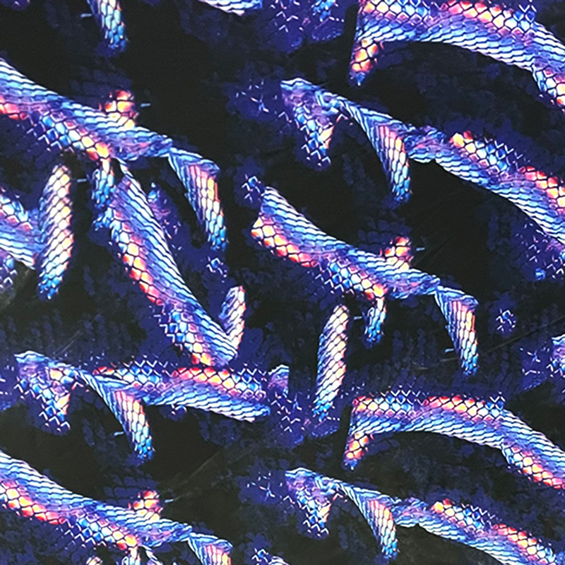 莱卡布数码印花蛇鳞图案印花高弹力面料四面弹力布料服装内衣布料