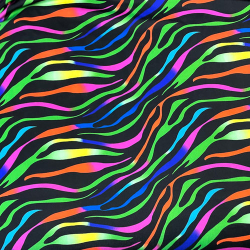 莱卡布数码印花彩色条纹印花高弹力布料四面力布服装泳衣内衣面料