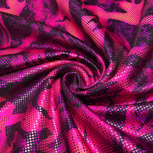 莱卡布印花烫金高弹力面料四面弹力面料泳衣布料印花烫金莱卡布料