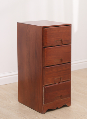 实木床头柜四斗柜卧室夹缝收纳实木25cm30cm棕色简约中式窄床边小