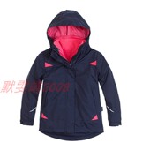 伊顿同款 小学生校服女童藏青色脱卸式 棉服冲锋衣玫红内胆冬12X201