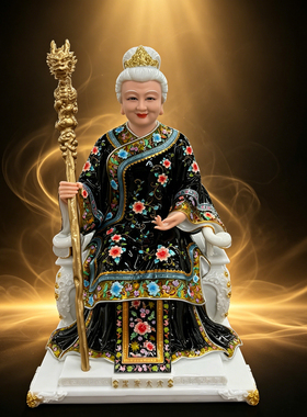 仿瓷新款彩绘黑老太太神像黑妈妈像体真身树脂佛像堂口圣母黑老太