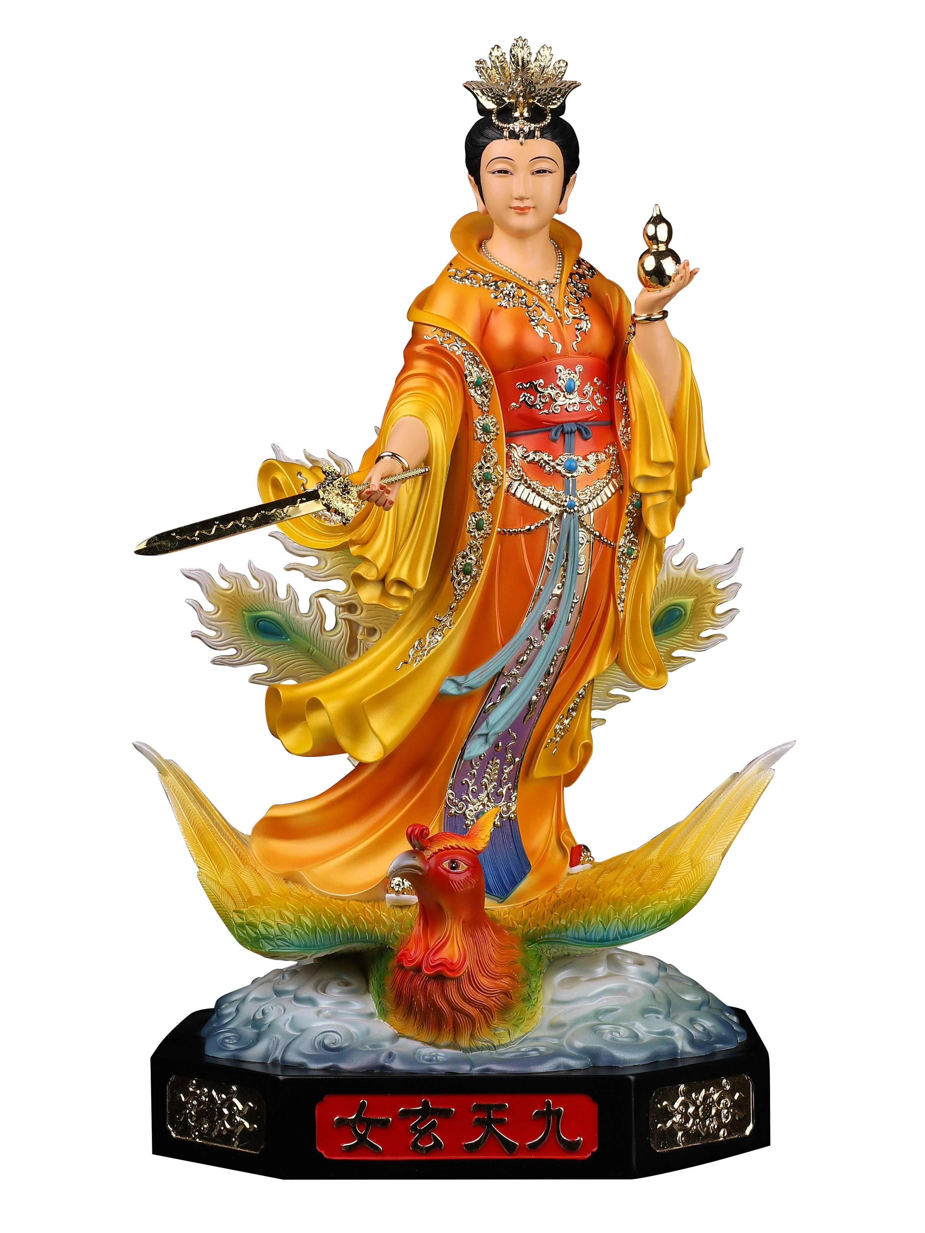 九天玄女站像踏凤九天圣母娘娘彩绘玄母天尊寺庙家用镇宅佛像摆件_虎窝淘
