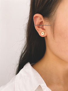 微镶恶魔之眼圆形耳钉 铜镀真金 手工diy饰品配件 半成品材料