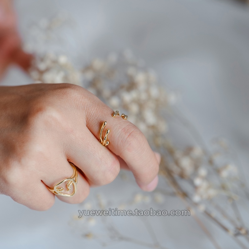 异形枯枝戒指diy铜镀真金饰品