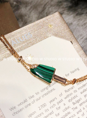 优雅迷人风孔雀石环形显白手链