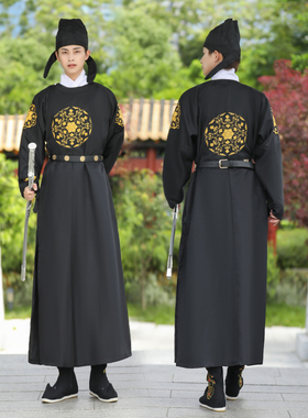 汉服男唐制圆领袍武侠风黑色霸气侠客复原中国风古风摄影帅气学生