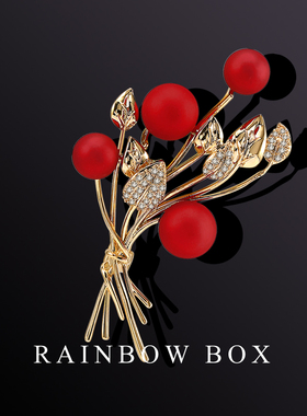 RAINBOW红色茱萸新年喜庆高档胸针女 奢华胸花别针配饰女秋冬礼物