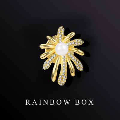 烟花烫珍珠高档胸花防走光小胸针