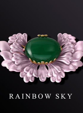 RAINBOW康乃馨玉髓高档胸针大衣女 设计感胸花奢华别针节日送妈妈