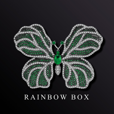 复古蝴蝶祖母绿满钻胸针大衣毛衣