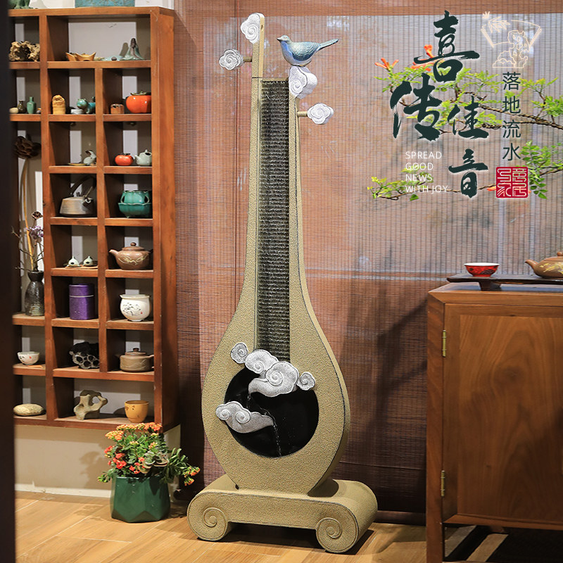 室内新中式落地流水摆件装饰客厅电视柜旁办公室招财新居开业礼品,家居饰品,流水摆件,淘宝优惠券,粉丝福利购,淘宝优惠卷