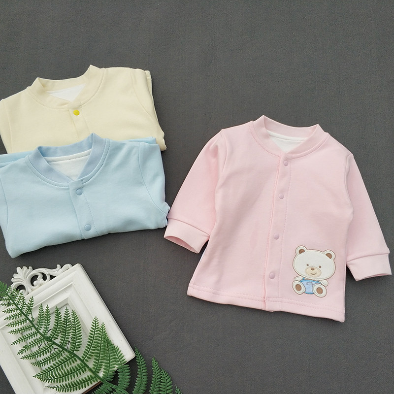 KANG XINER 남성용 및 여성용 슈퍼 소프트 더블 레이어 코튼 베이비 코트 가디건 봄 가을 클래스 A 품질 0-3세 720