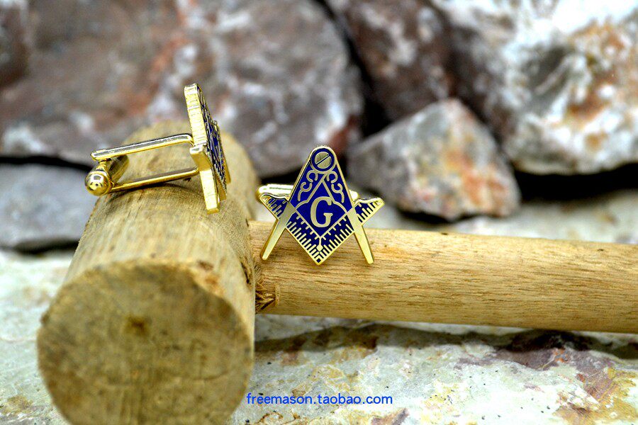 EUROPEAN AND AMERICAN FREEMASONRY MENS GIFTS HIGH-END LIGHT LUXURY FRENCH BLUE GOLD-PLATED LETTER LINING CUFFLINKS CUFF NAILS