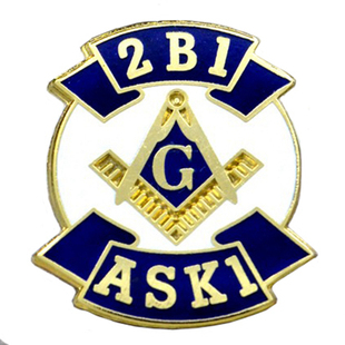 共济会2B1ASK1欧美ins潮个性 创意百搭男女气质镀金色徽章领针胸针