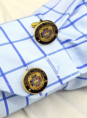 共济会欧洲圣殿骑士团标志复古男式法式衬衫全金镀袖扣袖钉袖口钉