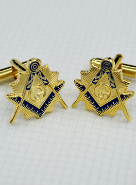 欧美风格共济会员男女款衬衫轻奢法式袖扣镀金色袖钉袖口字母扣钉