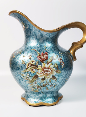 欧式轻奢工艺花瓶插花瓶陶瓷彩绘家居装饰品大号桌面花瓶客厅摆件