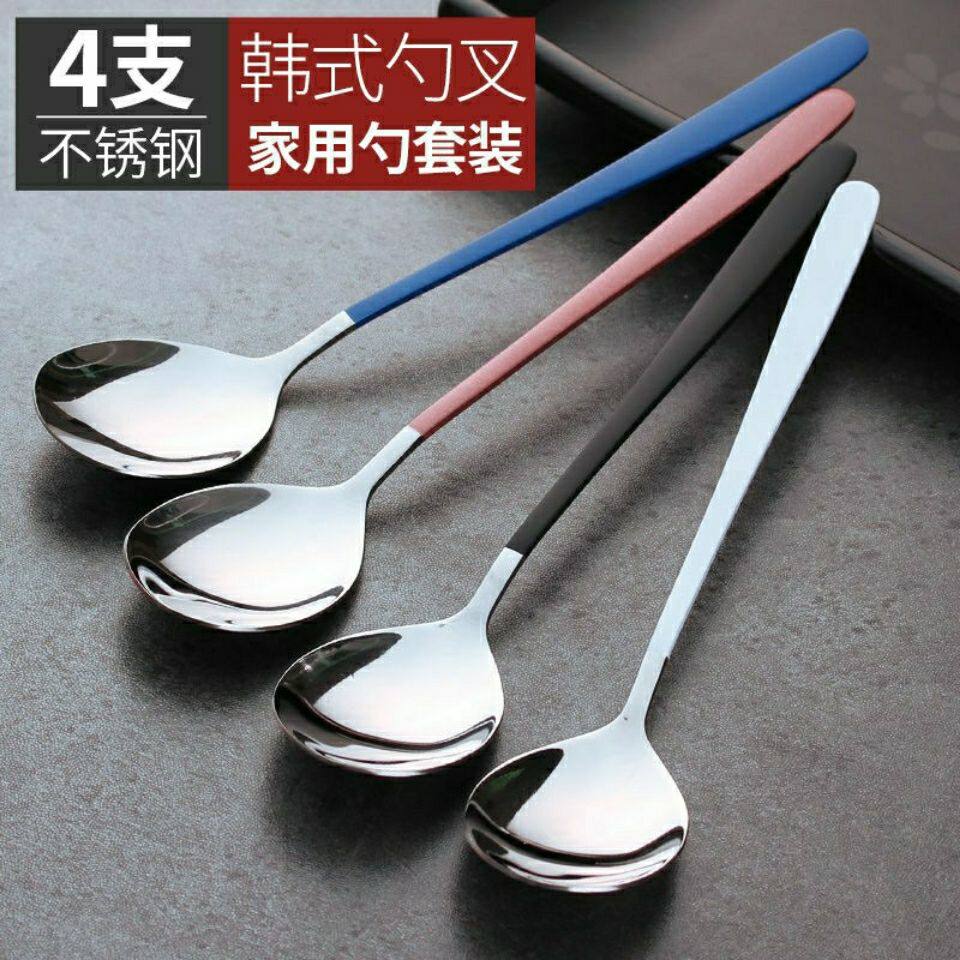 食品级不锈钢个性韩式勺子食堂高颜值ins长柄勺搅拌勺汤勺饭勺子