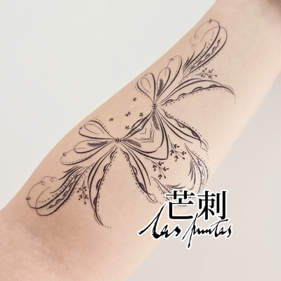 芒刺原创文身贴|点尖蘸水笔拉花（3）|手绘纹身贴高级感仙气风