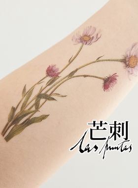芒刺|阿拉斯加飞燕草|防水持久彩色彩绘纹身贴花朵小众风高级感