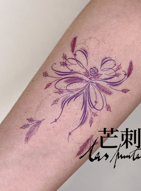 芒刺原创|点尖蘸水笔拉花（2）|手绘彩色纹身贴|文艺仙气风高级感