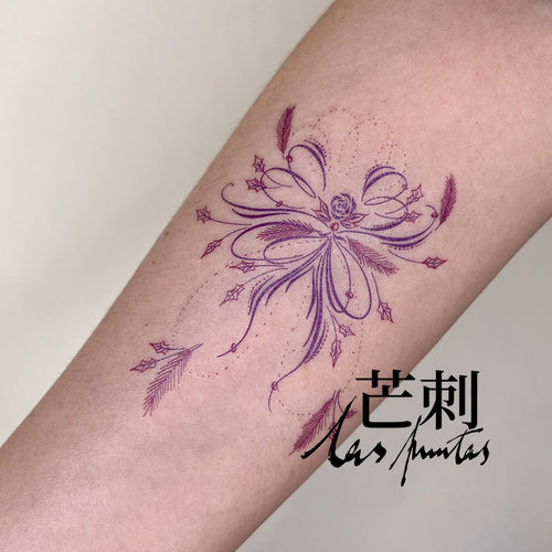 芒刺原创|点尖蘸水笔拉花（2）|手绘彩色纹身贴|文艺仙气风高级感