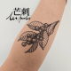 芒刺原创文身贴 黑色防水持久小众风高级感手绘纹身贴Tattoo 樱桃