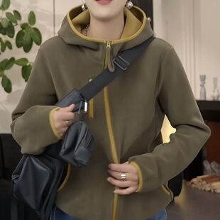 百搭 时尚 600g加厚双面奥粒绒连帽防风保暖长袖 休闲外套女秋冬新款