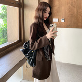 气质通勤咖色西装外套女春秋季2025新款流行漂亮百搭高级感小西服，女装西装，2C339