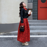 香风撞色翻领套装女2026冬季新款显瘦两件套2C339A2802P195K265，女装套装/套裙，2C339