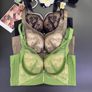 小仙托新款女士文胸蕾丝网纱刺绣加厚杯小胸聚拢收副乳调整型内衣