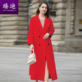 特惠简约羊毛毛呢外套女加厚呢子大衣中长款 过膝年冬宽松廓形风衣