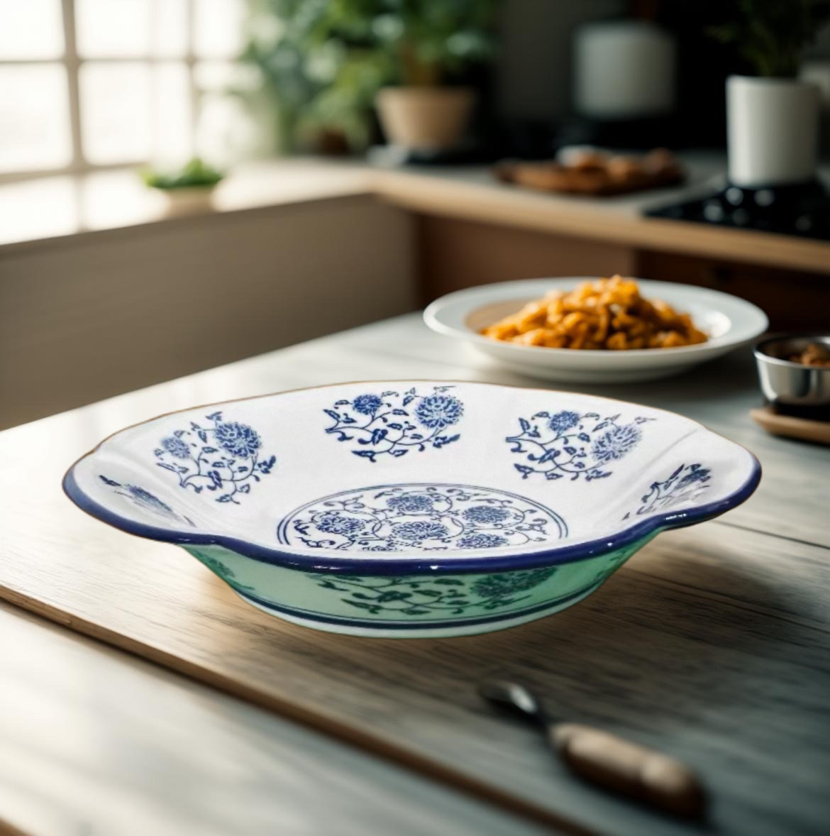 陶瓷餐具牛肉面碗斗笠碗大喇叭碗8寸9寸青花瓷釉下彩商用汤碗大号