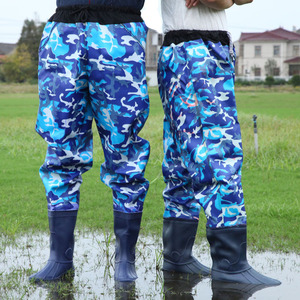 齐腰下水裤半身加厚超轻防水衣服雨裤钓捕鱼水叉裤透气男连体雨鞋