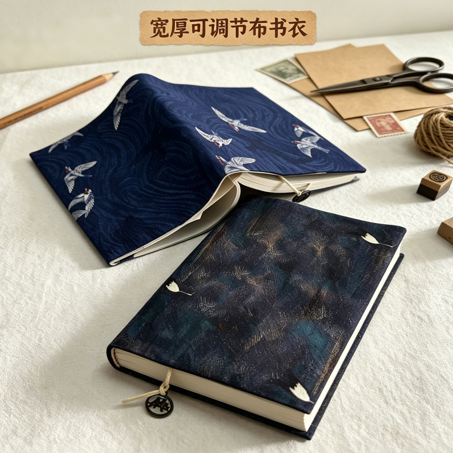 仙鹤布书套可调节布艺书衣书皮书本保护套书封皮书壳手帐本手账本图片