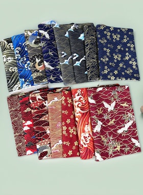 记事本手账本套古风布艺书衣hobo手帐本a5a6 可调节烫金线书皮套