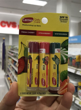 现货 美国Carmex小蜜缇润唇膏滋润保湿草莓樱桃冬青3支单支可选