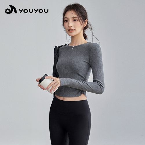 新瑜伽服女修身半拉链显瘦运动上衣普拉提训练健身服长袖套装