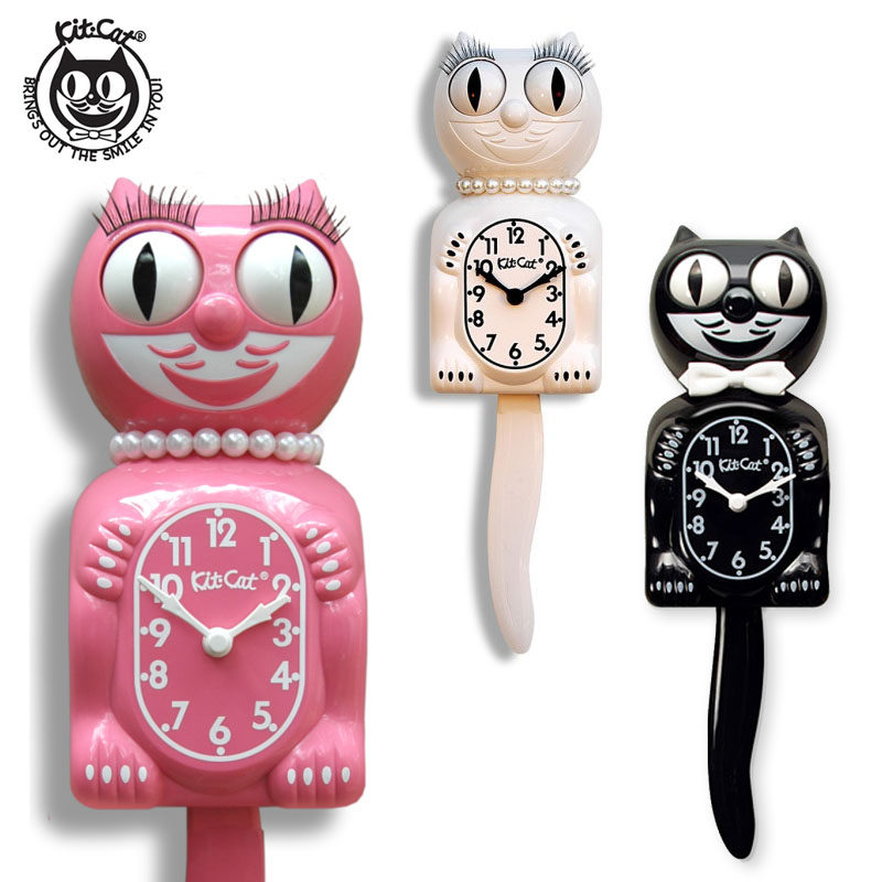 美国制造 Kit-Cat Clock 经典猫钟 绅士猫/贵妇猫 摆尾挂钟.