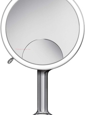 Simplehuman 化妆镜三面镜8 英寸圆形带触摸控制亮度.
