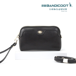包邮 袋鼠2026新款 手拿包女欧美时尚 黑色拉链小包单肩斜挎包 正品