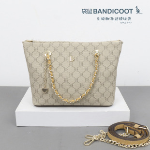 潮流 链条手提包高级感休闲包时尚 袋鼠2026新款 印花菱格包女时尚