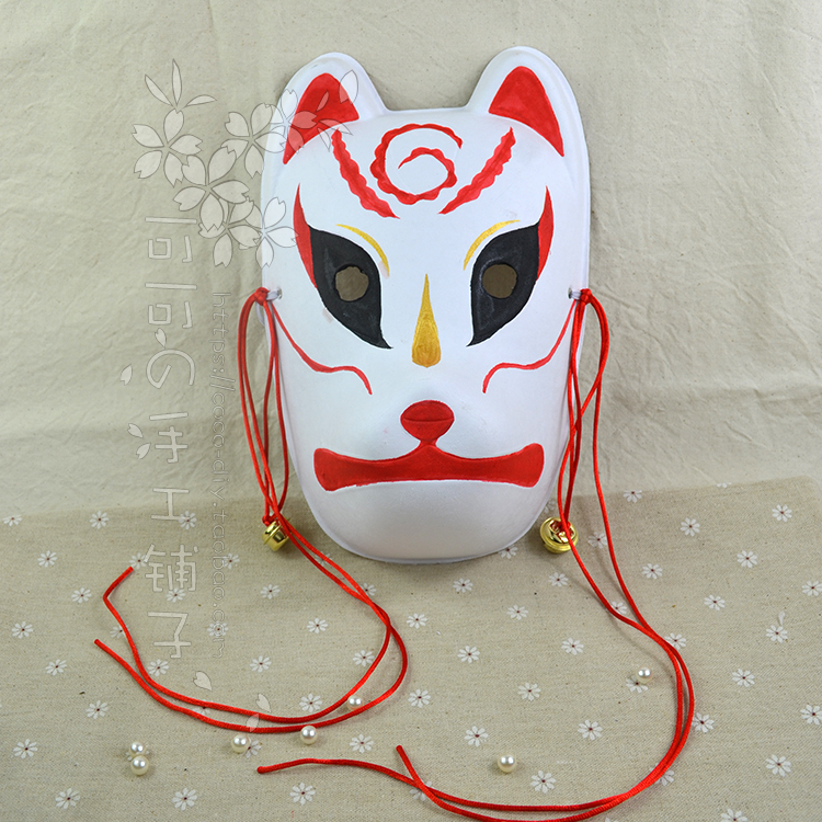 手绘日本和风狐狸 狗面具夏夜祭典cos 夏目友人帐莹火之森阿金 银 可可の手工铺子 淘优券
