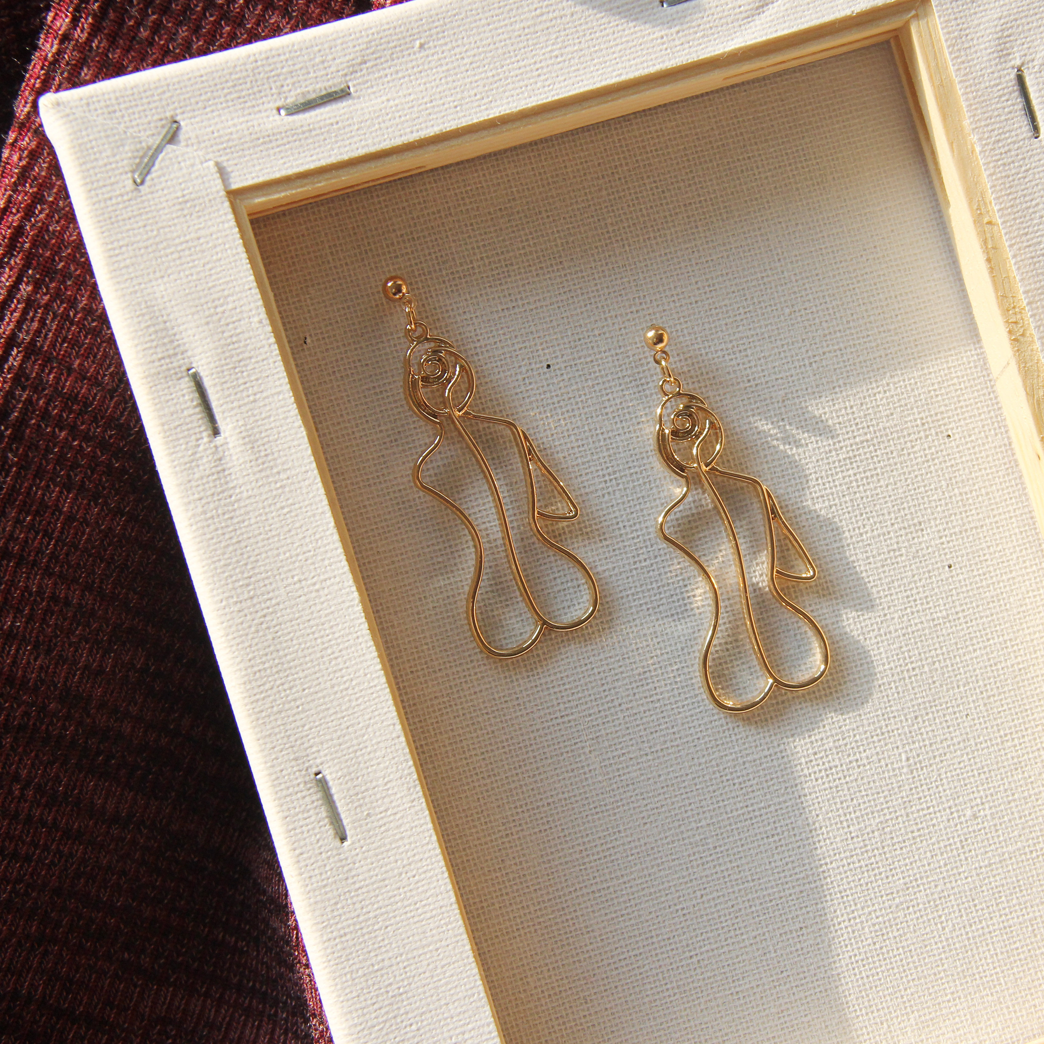 韩国耳饰品时尚复古人体轮廓合金质感抽象人脸面具欧美耳环耳坠女